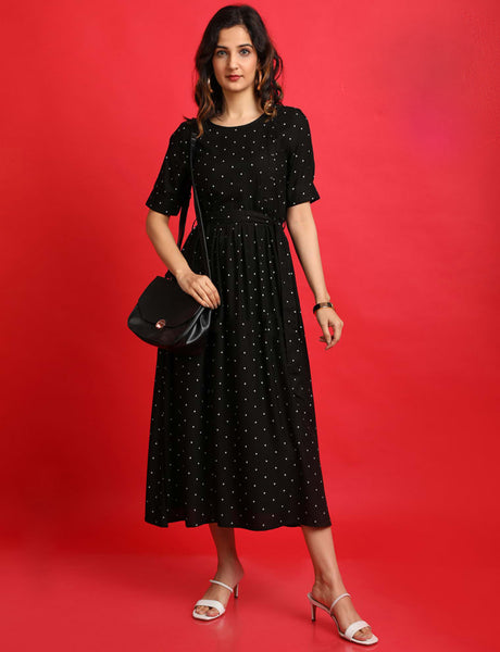 Pulka Dot Black Dress