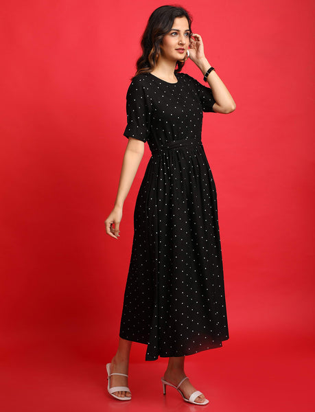 Pulka Dot Black Dress