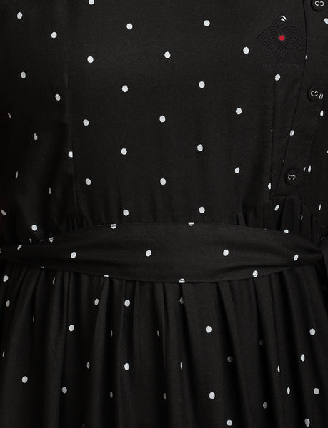 Pulka Dot Black Dress