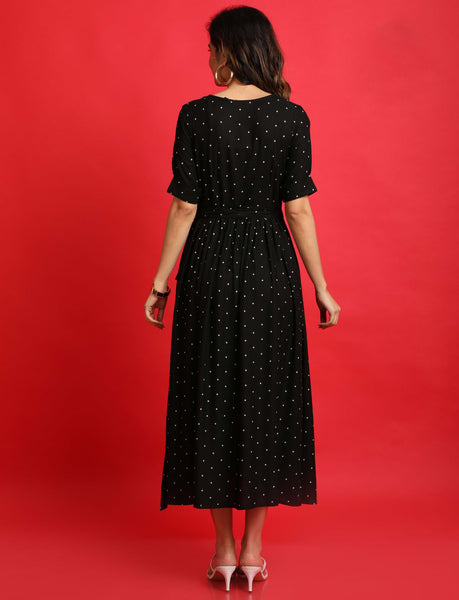 Pulka Dot Black Dress